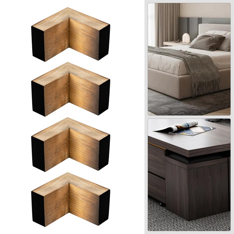 Xuthusman 4Pcs Solid Wood Furniture Legs, Wooden L-Shaped Sofa Feet