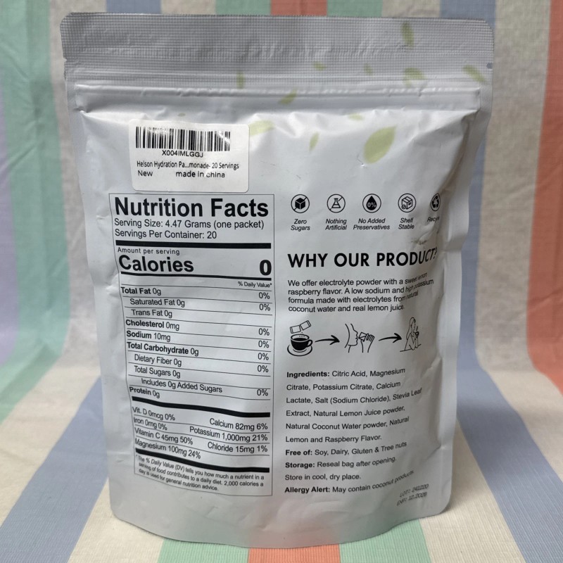 Helson Hydration Promote Electrolyte Powder Drink Mix Rasberry Lemon 12/26