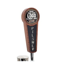 Custom Brew Gear Chalkboard Beer Tap Handle with Changeable Logo - Walnut - Keg Tap Handle
