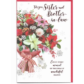 Christmas Card For Sister and Brother In Law 23 x 15 Cm (9 x 6 inches) For You Sister and Brother-in-Law Christmas Flowers