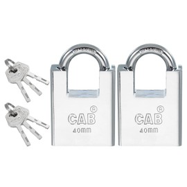 PATIKIL Stainless Steel Padlocks 40mm (1-9/16"), 2 Pcs High-Security Padlock Keyed Different Shrouded Pad Lock Harden Shackle with Keys for Indoor Outdoor, Silver