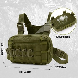 AUMENTAR Tactical EDC Chest Bag Utility Molle Chest Rig Pouch with CCW Compartment Adjustable Strap Admin Pouch Outdoor Chest Pack Army Green