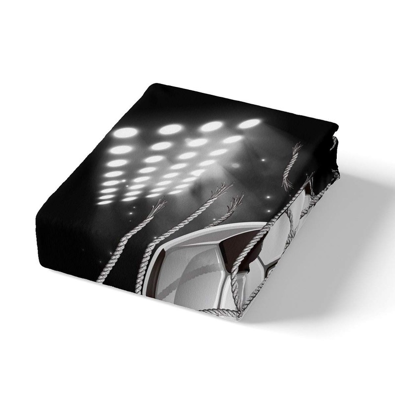 Football Print Bedding Set Boys Black White Soccer Ball Duvet