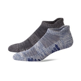 u&i socks u&i Men's Performance Cushion Cotton Low Cut Ankle Athletic Socks with Tab, Grey, 8-12 (2-Pack)
