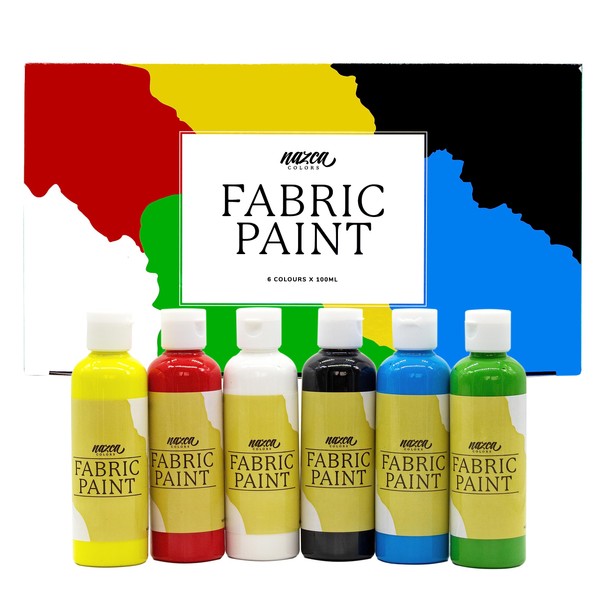 Nazca Professional Quality Fabric Paint - 6 Colours x 100ml