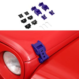 CheroCar Purple Hood Latches Compatible with 2007-2025+Jeep Wrangler JK JKU JL JLU Sahara Freedom Sports Rubicon & Gladiator JT Aluminum Alloy Hood Catch