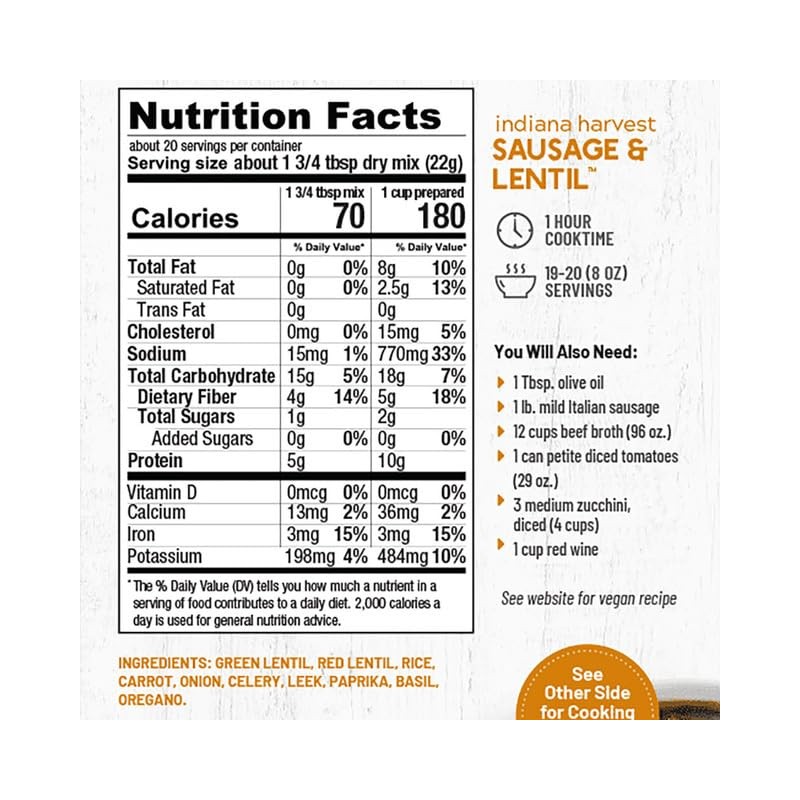 Frontier Soups Hearty Meals indiana harvest Sausage & Lentil, 16