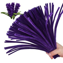 ESUOHYM 200 PCS Purple Colors Pipe Cleaners Craft Chenille Stems DIY Art Supplies Colorful Thick Fluffy Fuzzy Wire Sticks Bulk for Kids and Adults (Purple)