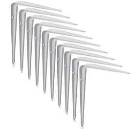 Merriway BH06751 (10 Pcs) London Shelf Brackets Steel Wall Mounted White 8 Inch x 6 Inch - Pack of 10 Pieces
