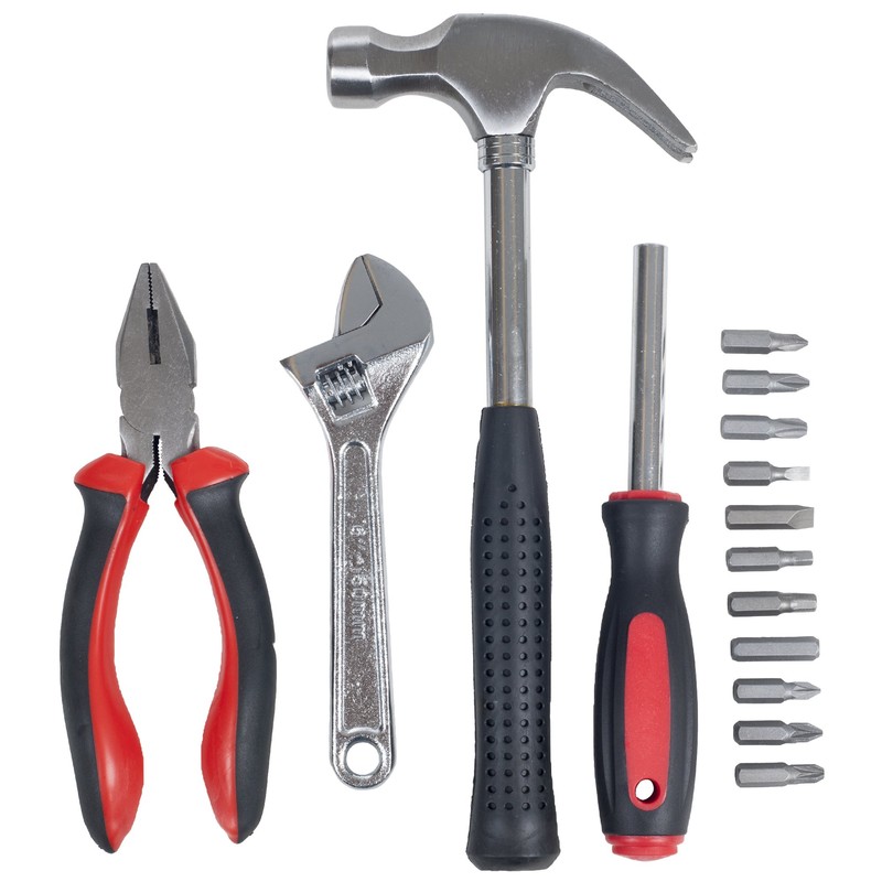 15-Piece Tool Set - Household Tool Kit with Hammer, Multi-Bit