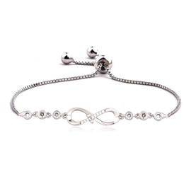 Infinity Endless Love Link Bracelets for Women Girls, 925 Sterling Silver Adjustable Bracelet with 5A CZ, Infinity Jewelry for Women Teen Girls Bracelets for Christmas Gifts (Cross)