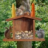 SOONHUA Hanging Squirrel Feeder, Wooden Squirrel Feeder for Outside, Squirrel