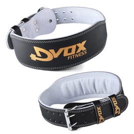 Dvox Fitness 4" Leather Weight Lifting Belt Gym Fitness Padded Lumbar Back Support with Suede Lining Steel Buckle 10 Adjustable Holes, Bodybuilding Powerlifting Exercise Gym Belt (S (24" - 28"))