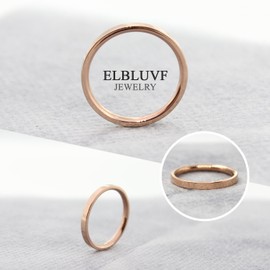 Elbluvf Thin Ring Gold Plated Rose Gold Stacking Ring, Metal, No Gemstone