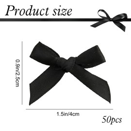 50 Pcs Black Bows，Mini Bows,Black Ribbon,Single Sided Satin Bow 2.5CM x 4CM Gift PackingBlack Ribbon for Balloons, Weddings, Christmas, Baby Showers & Decorations