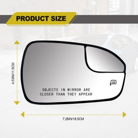 Passenger Right Side Mirror Power Heated Mirror Glass Passenger Right Side Compatible With 2013-2020 Ford Fusion Replace# DS7Z17K707B