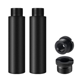 KINBOM 2pcs Mic Stand Extension Tubes, 5/8 Extension Tube for Desk Stands with 2pcs 3/8 to 5/8 Microphone Stand Adapters for Arm Stands (Black)