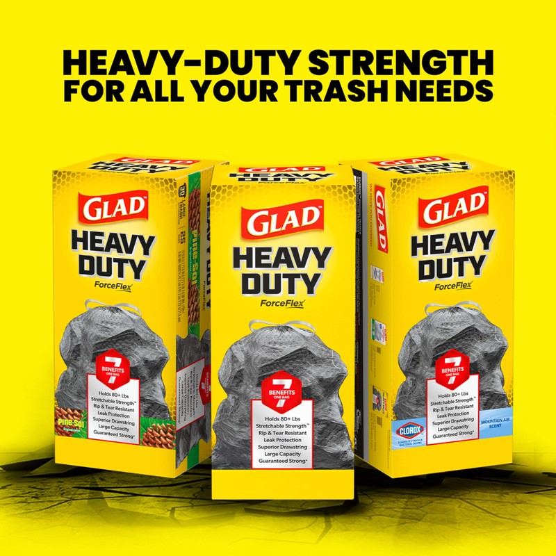 Glad Large 30 Gallon Trash Bags, Unscented Heavy Duty Garbage