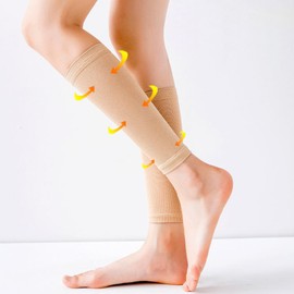 Open Toe Compression Socks Women Knee High Toeless Sleeve 20 30 mmHg for Shin Splints Varicose Veins XL beige-Type AlvinliteHome