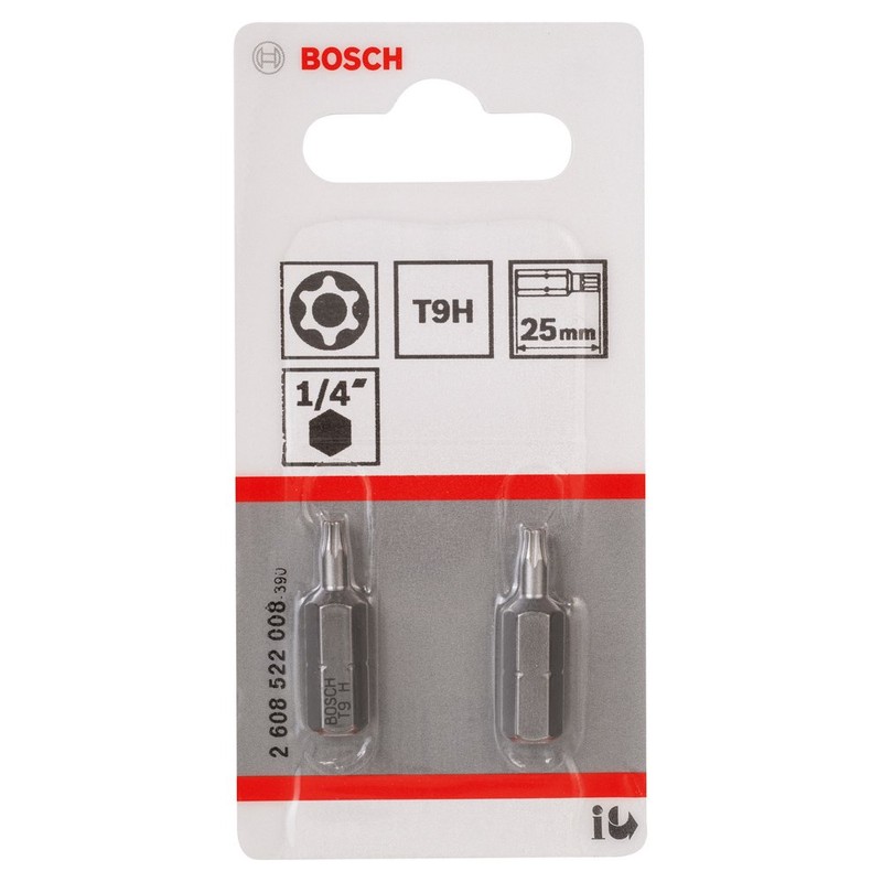 Bosch 2608522008 "Security-Torx" Extra Hard T9H Screwdriver Bit, Grey, Set