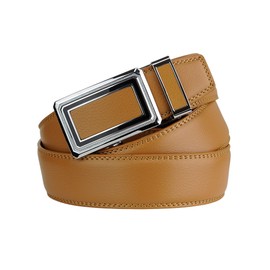 NYFASHION101 Men's Genuine Leather Ratchet Dress Trim to Fit Belt with Automatic Buckle, FDL065, Tan, Large