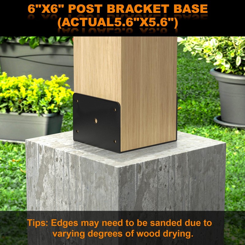 FMhotu 6x6 Concrete Post Base(2 PCS), Deck Post Base Holder