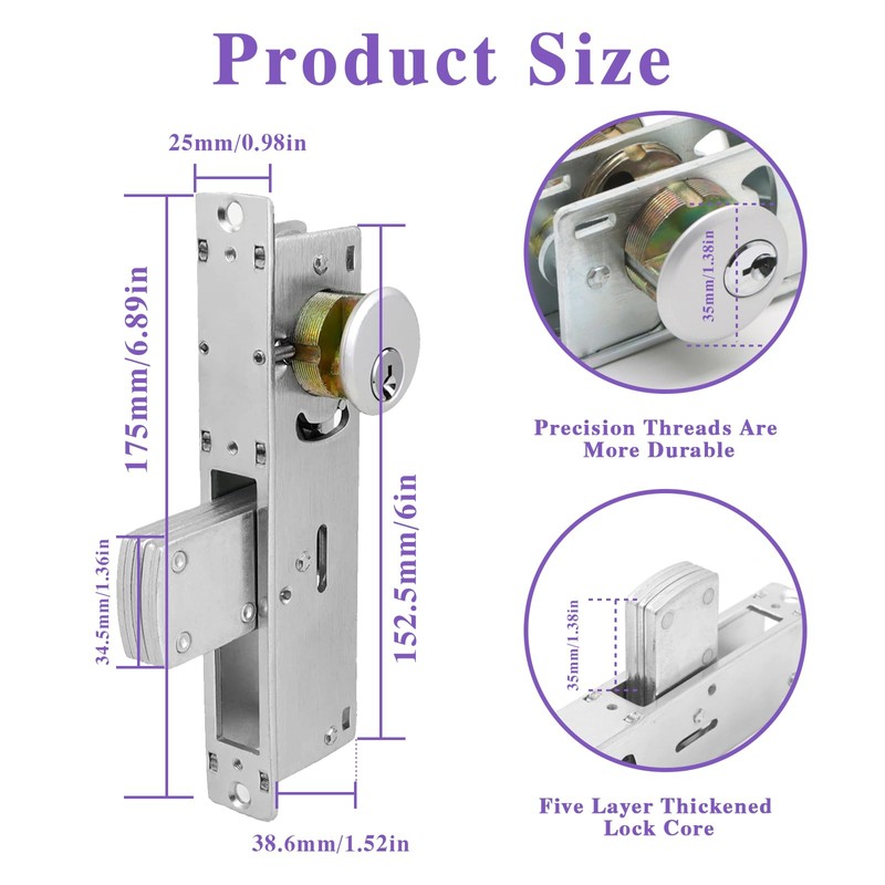 Commercial Door Lock with Deadbolt ，Storefront Door Mortise Lock，Swing Deadbolt