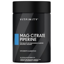 Mag Citrate Piperine | Redefinimos el Estándar en Suplementación | Fórmula Premium con Tecnología Patentada de Magnesio Albion® Quelado + Citrato y Pi