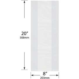 Plymor 8" x 4" x 20" (Pack of 100), 1 Mil Gusseted Plastic Bags