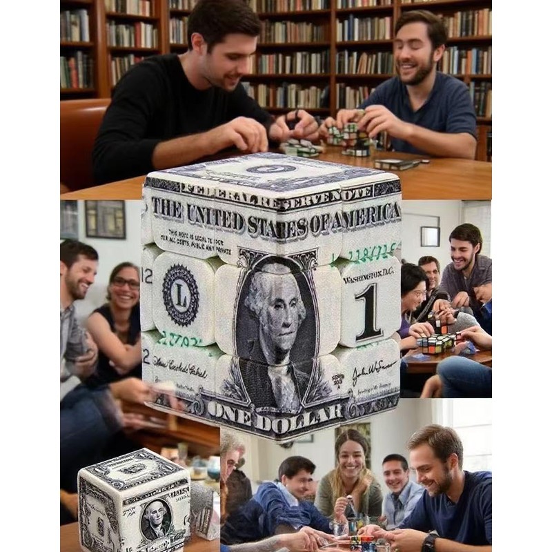 YILUYUANLANOPR Dollar Cube 3x3 Magic Cube US Dollar Bill Speed