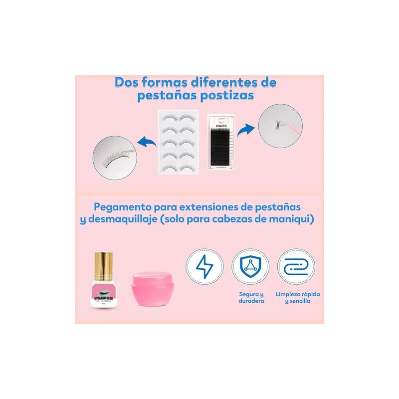 Kit Profesional Extensión De Pestañas Profesional Práctica