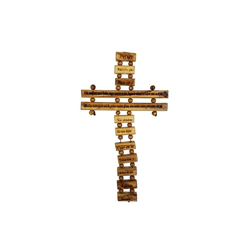 Father in Heaven Olive Wood Spanish Hanging Cross 9"