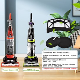 Anicell Filter Replacement for Bissell CleanView 2492 2488 2486 2494 2487 2492 2491 2484 PowerClean Rewind Pet Vacuum, 4 Foam + Felt + 2 HEPA Filters, Part 1604130 & 1601972 & 1608225