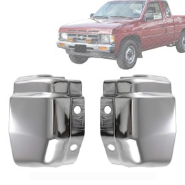US AUTO PARTS PLUS New Front Bumper End Caps Chrome Without Pad Holes Right Passenger & Left Driver Side Direct Replacement For Nissan D21 1986-1992 6202437G00 6202537G00 NI1005108 NI1004135