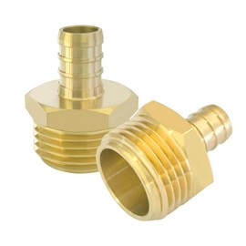 Hooshing 2PCS Brass Garden Hose Adapter 1/2" Pex to 3/4" GHT Male Hose Connector Fitting for Outdoor Water Hose Pex Pipe