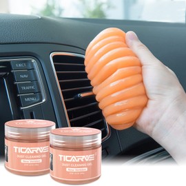 TICARVE Gel de limpieza para detalles, masilla de gel para coche, herramientas de limpieza de interiores de coche, limpiador de teclado, color naranja, paquete de 2