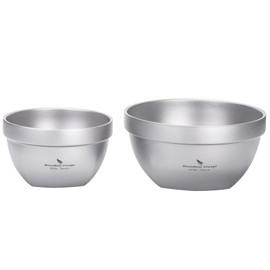 Boundless Voyage Titanium Rice Bowl, Double Layer, 500/800 ml, Double Bowl, for Kids, Adults, Ramen Bowl, Rice Bowl, Heat Resistant, Lightweight, Titanium Tableware, Outdoor Camping Equipment, Storage Bag Included (500/800 ml Set) Ti1163T