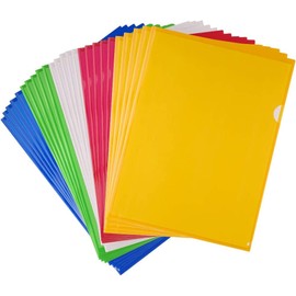 FEPITO 25 Pack A4 Cut Flush Folders Plastic Document Wallet Folders Top and Side Opening Plastic Wallets Assorted Colors
