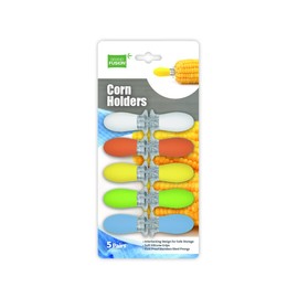 Grand Fusion Super Soft Silicone Gripped Corn Holders, Corn Skewers with Stainless Steel Prongs, Corn on the Cob Holders, Pack of 5
