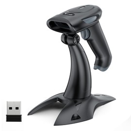 Eyoyo 2D Barcode Scanner with Stand, Bluetooth, & 2.4G Wireless & USB Wired QR Code Scanner, Handheld & Handsfree Bar Code Reader Screen Scanning for Phone PC Window Mac Android