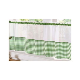 Alan Symonds Gingham Slot Top Voile Cafe Curtain Panel (59" x 18", Green)