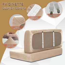 SHUOJIA SHUOJIA Wohnwagen-Sitzbezge aus Samt, Wohnmobil-Sitzbezug mit Gummiband und Schnrung, Wohnmobil-Sofa-Kissenbezug fr Wohnmobile, waschbar (Beige-2,W60-90 cm,D30-55 cm)