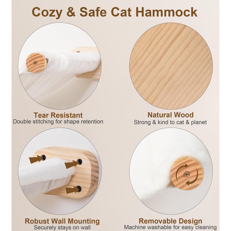 Cat Wall Hammock Set of 3, Wall Shelves with 1