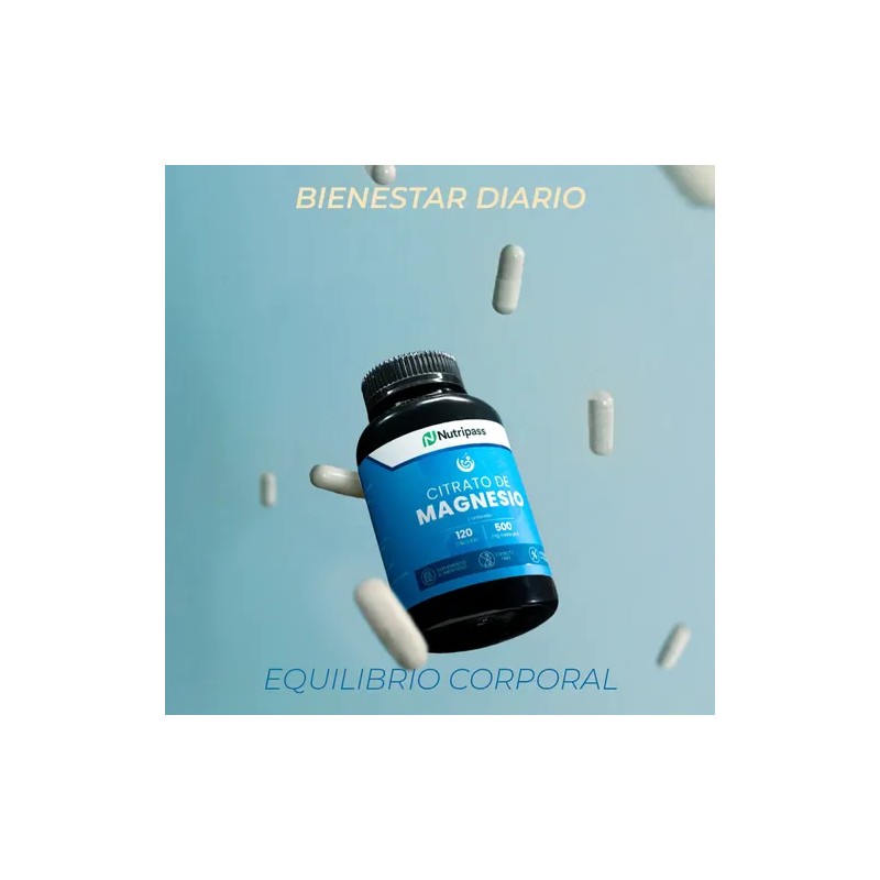 Citrato De Magnesio 120 Cápsulas Nutripass 500mg Alta Pureza Sin
