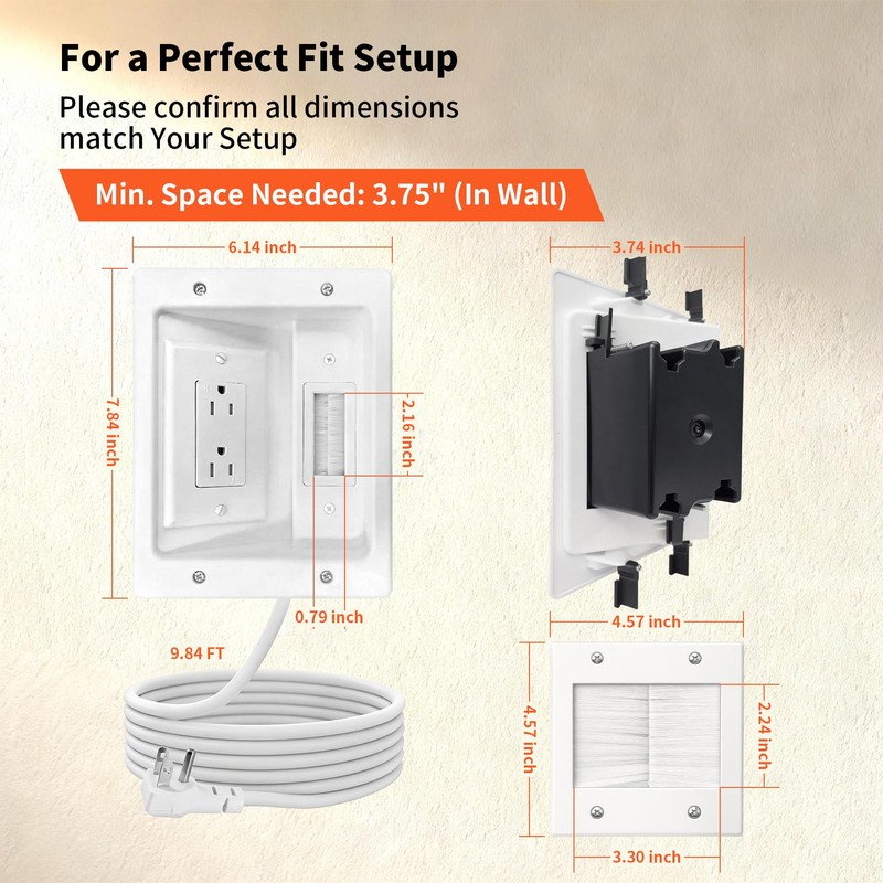 TV Cable Hider Wall Kit for Wall Mounted TV with