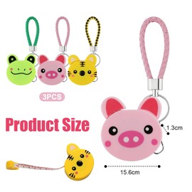 Kinretixia 3 Pieces Body Tape Measure, Retractable Fabric Tape Measure for Kids, 150 cm, Small Animal Tape Measure for Crafts, Nursing, Green/Pink/Yellow