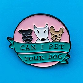 Can I Pet Your Dog Cute Three Puppies Enamel Pin Cartoon Animal Enamel Brooch Pin for Backpacks Badges Hats Bags Lapel Pins Accessory for Women Girls Kids Gift
