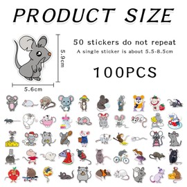 QFEHTHSK Pack of 100 Cartoon Mouse Stickers, Cute Kids Stickers, Creative Graffiti Stickers, Can Be Used To Decorate Luggage, Scrapbooks, Bikes Etc.
