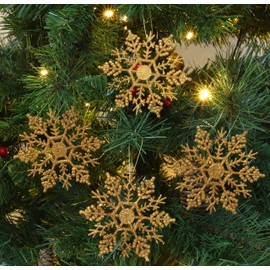 Christmas Concepts® Pack of 12-10cm Glitter Snowflake Hanging Decorations - Christmas Decorations (Copper)