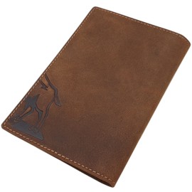 Buffalo Full Leather ID Card Holder with Deer, Boar, Skull Motif or without Motif for Vehicle Registration, Severely Disabled ID, Gun Licence, Hunting Licence etc., Boar motif, Modern